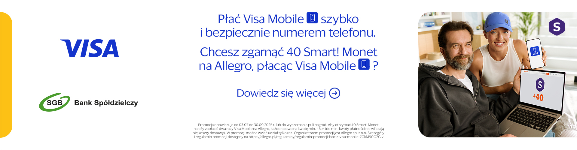 Płać Visa Mobile i zgarnij 40 Smart! Monet na Allegro